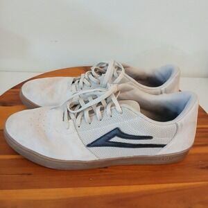 Lakai Brighton Skate Shoes Mens 12 Light Gray Suede Sneakers Gum Sole